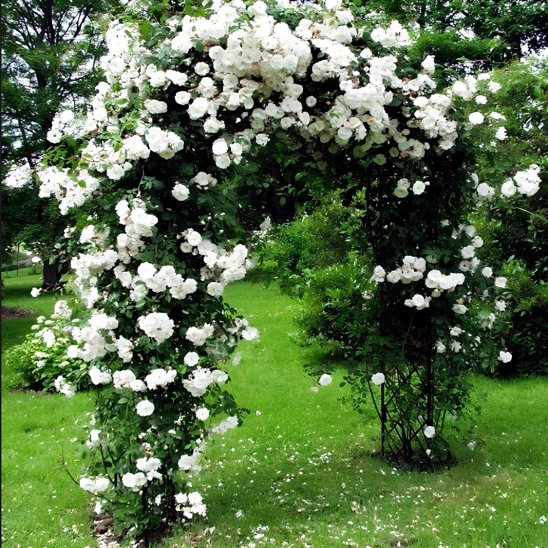 Tüplü Kokulu Yediveren Bride Crown Beyaz Sarmaşık Gül Fidanı Soğuklara Dayanımlı